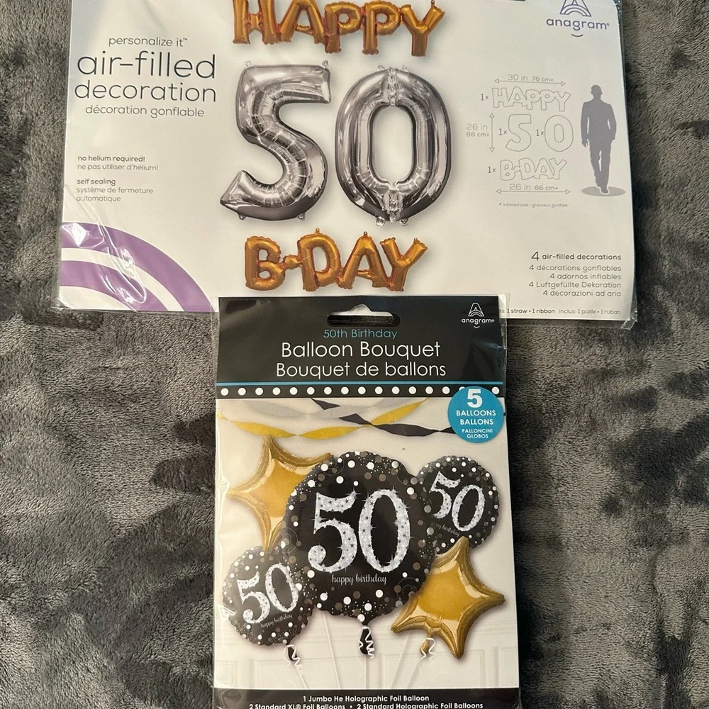 50th Birthday Decorations Balloons Party Gold Black Silver Foil Man Woman 9